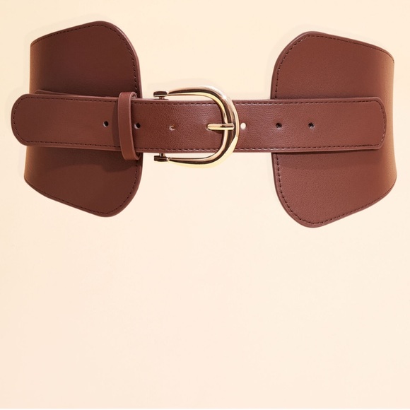 Ashley Stewart Accessories - Plus ASHLEY STEWART Brown Faux Leather Stretch Waist Belt 2X